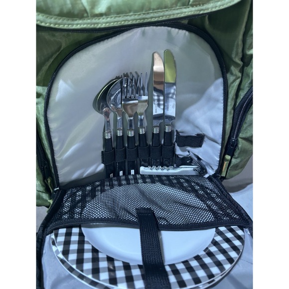 Eddie Bauer Picnic Wine Cooler Bag Outdoor Insulated Green Camping Backpack - Picture 4 of 6